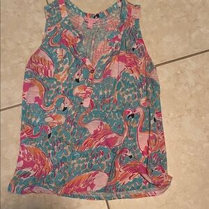 Lilly Pulitzer Vibrant Flamingo Print Blouse
